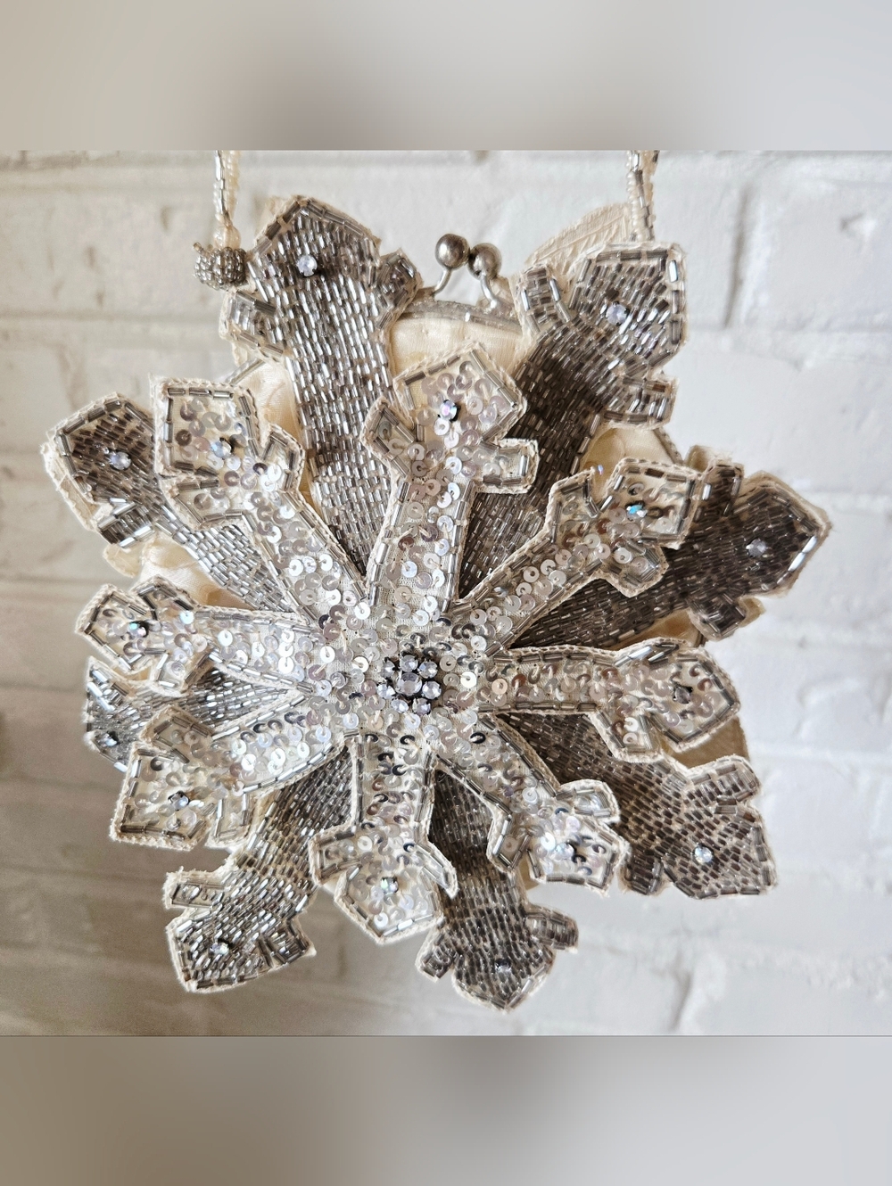 Vtg Wayne Kleski Silver Snowflake Evening Purse, Clutch Bag, Party, Wedding